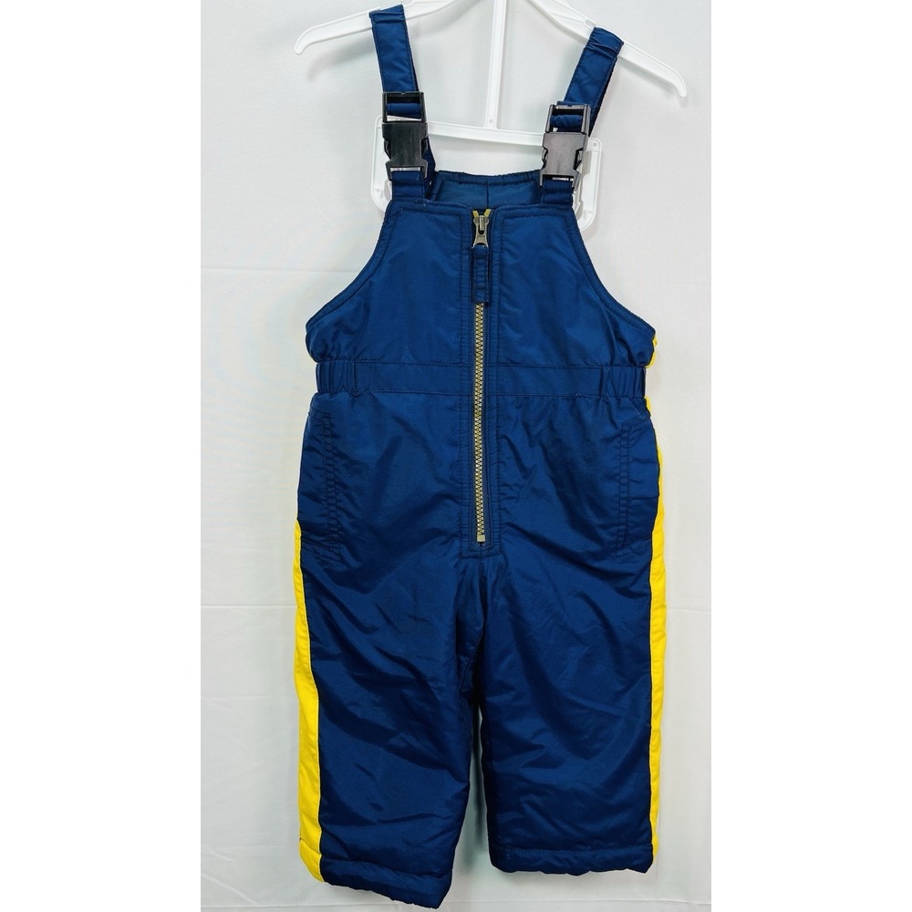 Oshkosh Kids Snow Bibs Overall Pants 18M Navy Yellow Ski Winter Play‎ Warm